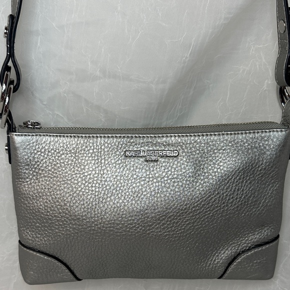 Karl Lagerfeld Handbags - Karl Lagerfeld Metallic Silver Crossbody Bag